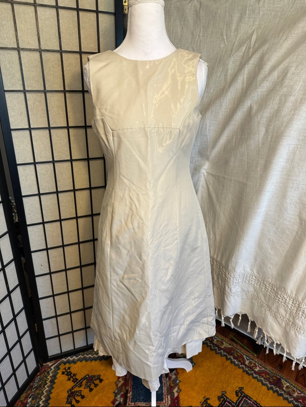 BCBGMaxAzria Sleeveless Cream Midi Dress